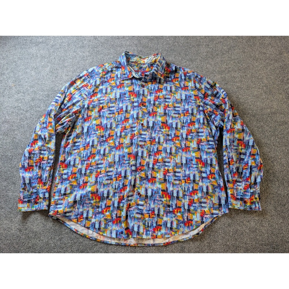 Robert Graham Shirt Mens 3XL Classic Fit Abstract Mosaic Print Button Down Color